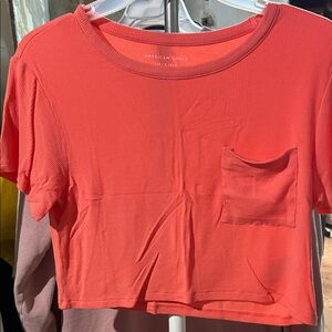 American Eagle Outfitters Vibrant Coral Crop Top